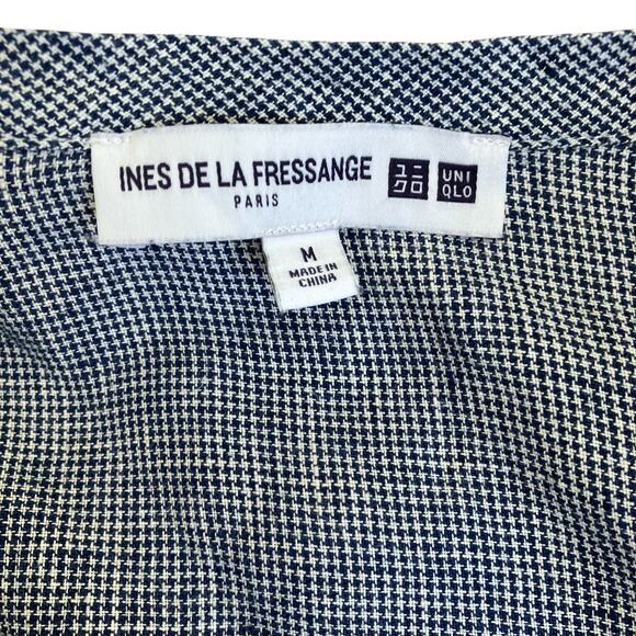 Ines De La Fressange for Uniqlo Sz M 100% Linen Button-down Shirt Blouse Navy - Picture 9 of 16